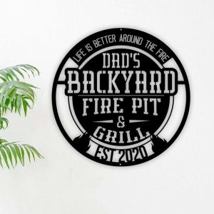 Pesronalized Fire Pit Metal Sign Backyard Bar And Grill Sign Tiki Bar Sign Patio Sign Campfire Sign Patio Home Decor Housewarming Gift 1