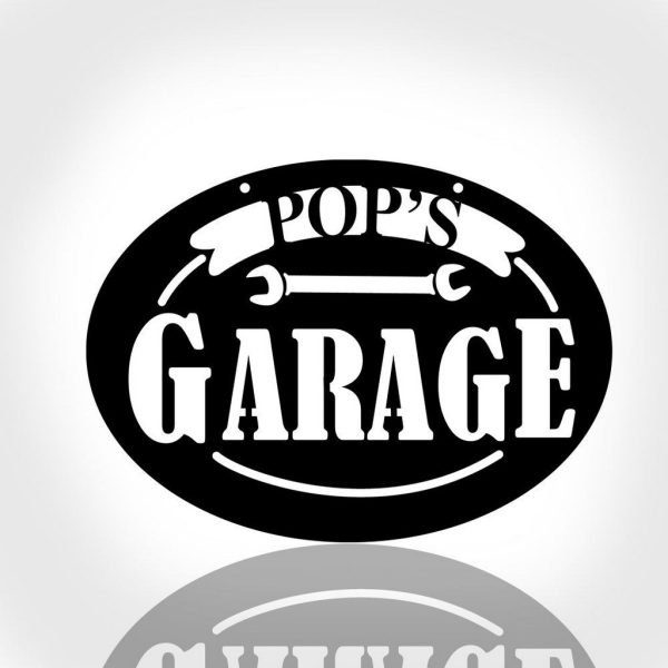 Pop’s Garage Metal Sign Personalized Metal Name Signs Man Cave Decor Fathers Day Gift