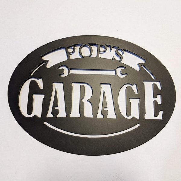 Pop’s Garage Metal Sign Personalized Metal Name Signs Man Cave Decor Fathers Day Gift