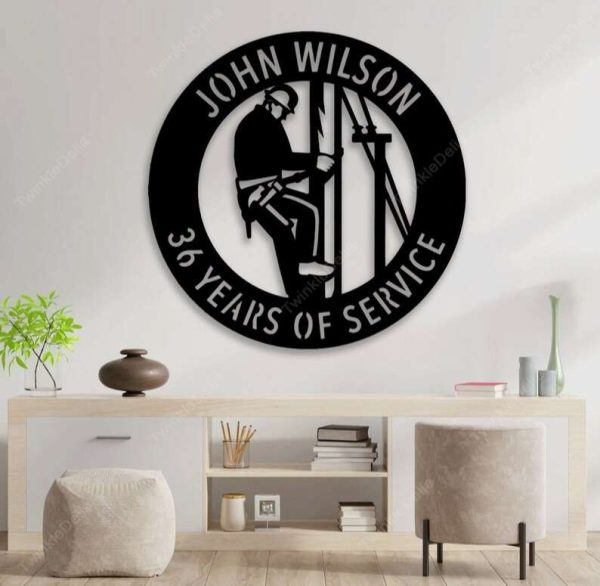 Power Lineman Personalized Metal Wall Art Electrician Anniversary Retirement Gift Custom Metal Sign