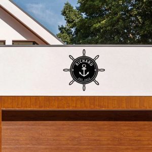 Ship Wheel Custom Metal Sign Anchor Personalized Wall Decor Beach House Sign Pool Bar Signs Family Name Sign Outdoor Home Decor 8