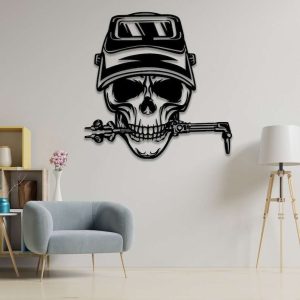 Skull Welding Metal Wall Art Ironworker Welder Custom Metal Sign