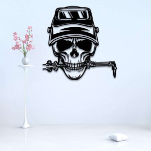 Skull Welding Metal Wall Art Ironworker Welder Custom Metal Sign 3