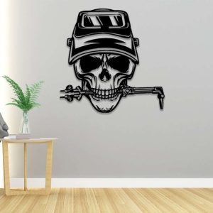 Skull Welding Metal Wall Art Ironworker Welder Custom Metal Sign 4