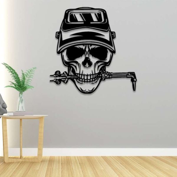 Skull Welding Metal Wall Art Ironworker Welder Custom Metal Sign