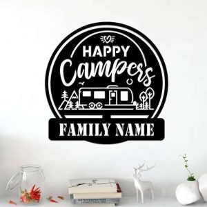 Travel Trailer 5th Wheel Happy Camper Personalized Camping Metal Sign RV Decor Custom Metal Sign 1