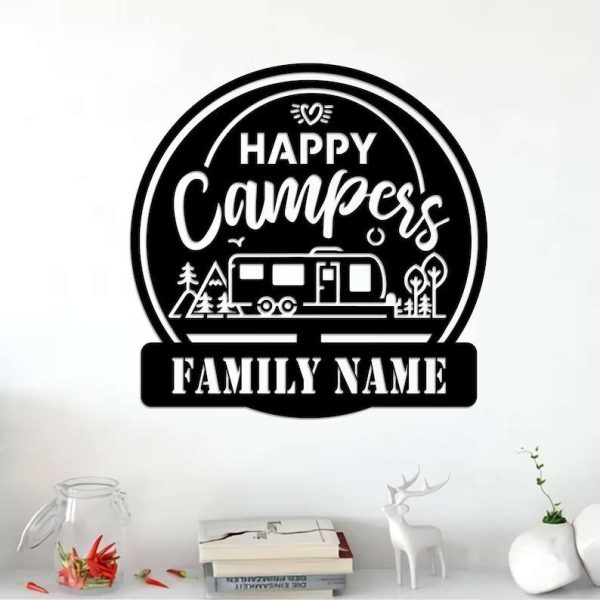 Travel Trailer 5th Wheel Happy Camper Personalized Camping Metal Sign RV Decor Custom Metal Sign