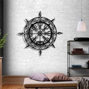 Vegvisir Sign Scandinavian Sign Viking Compass Metal Sign Housewarming Gifts 1