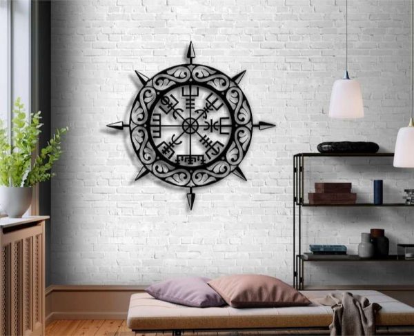 Vegvisir Sign Scandinavian Sign Viking Compass Metal Sign Housewarming Gifts
