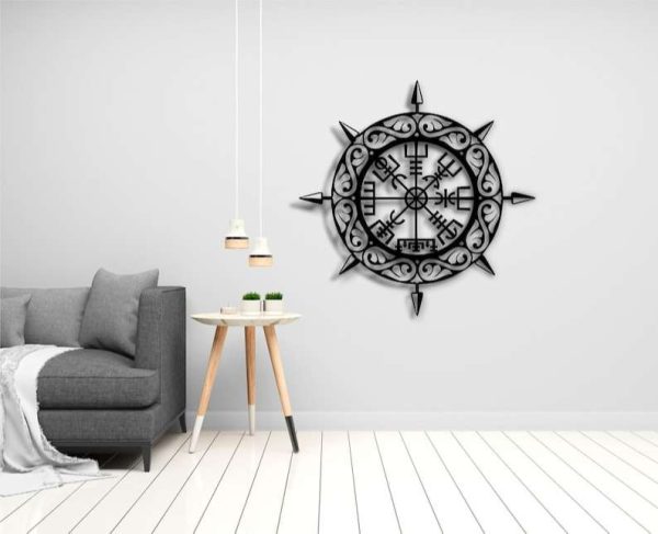 Vegvisir Sign Scandinavian Sign Viking Compass Metal Sign Housewarming Gifts