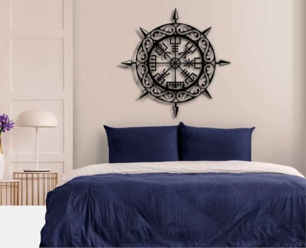 Vegvisir Sign Scandinavian Sign Viking Compass Metal Sign Housewarming Gifts