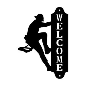 Welcome Lineman Address Sign Custom Your House Number or Last Name Wreath Door Hanger Custom Metal Sign 1