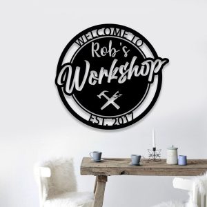 Welcome To Workshop Personalized Meal Garage Wall Art Man Cave Decor 1