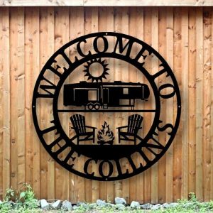 Welcome to Campground 5th Wheel Camper RV Decor Family Name Sign Anniversary Birthday Gift Custom Metal Sign 2