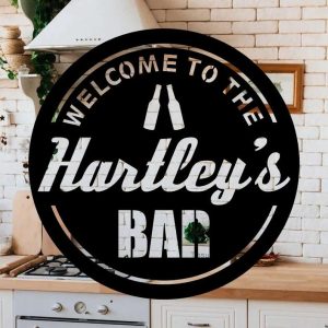 Welcome to Our Home Bar Custom Name Metal Sign Home Bar Pub Business Sign Housewarming Gift 1