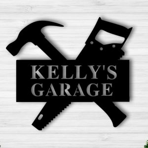 Wood Workshop Metal Sign Personalized Metal Name Signs Man Cave Decor Gift for Dad