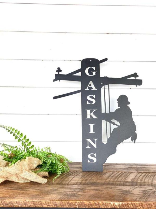 Lineman Last Name Custom Metal Sign