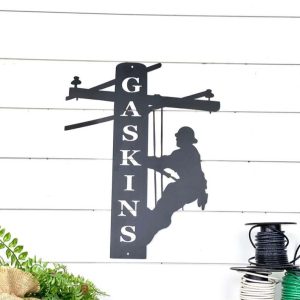 Lineman Last Name Custom Metal Sign 3