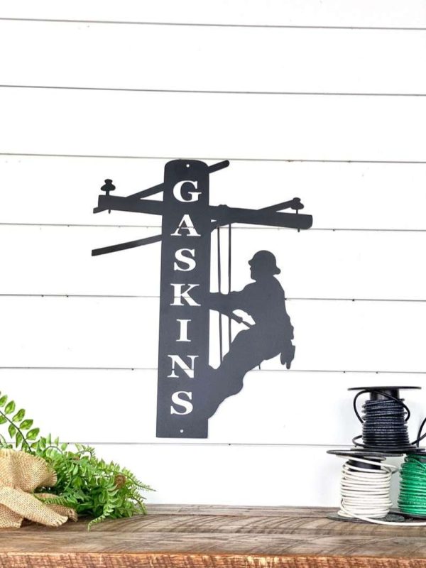 Lineman Last Name Custom Metal Sign