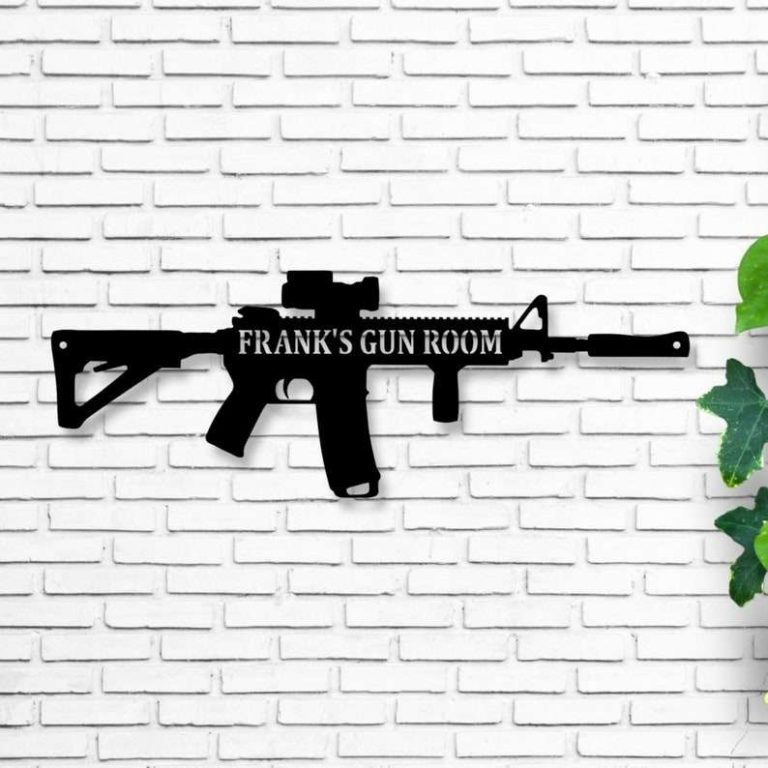Gun Custom Sign Personalized AR 15 Gun Sign Gun Room Decor Independence Day Veteran Day ...