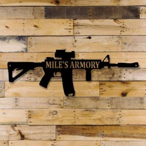 Personalized AR 15 Gun Sign Gun Room Decor Independence Day Veteran Day Patriotic Decor Custom Metal Sign 3