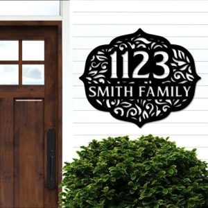 Personalized Mandala Ornate Address Sign House Number Plaque Custom Metal Sign