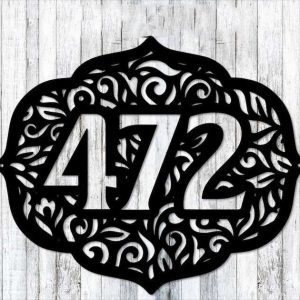 Personalized Mandala Ornate Address Sign House Number Plaque Custom Metal Sign