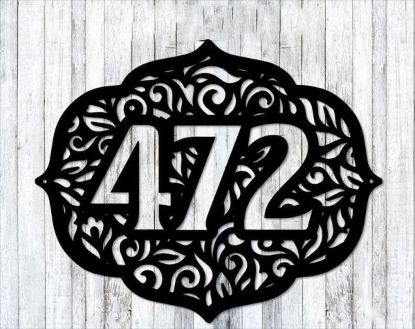 Personalized Mandala Ornate Address Sign House Number Plaque Custom Metal Sign