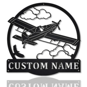 Personalized Agricultural Airplane Sign Aircraft Hangar Pilot Name Sign Airforce Patriotic Decor Gift Custom Metal Sign