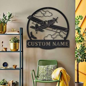 Personalized Agricultural Airplane Sign Aircraft Hangar Pilot Name Sign Airforce Patriotic Decor Gift Custom Metal Sign 3