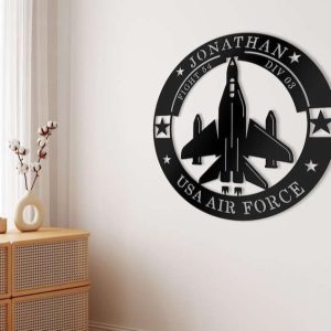 Personalized Air Force Aircraft Fighter Jet Sign Independence Day Veteran Day Patriotic Decor Custom Metal Sign 4