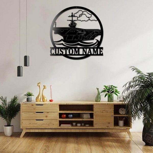 Personalized Aircraft Carrier Navy Sign Independence Day Veteran Day Patriotic Decor Gift Custom Metal Sign