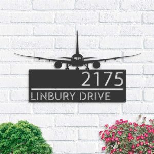 Personalized Airplane Aircraft Pilot Address Sign House Number Plaque Custom Metal Sign 1