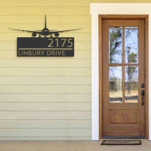 Personalized Airplane Aircraft Pilot Address Sign House Number Plaque Custom Metal Sign