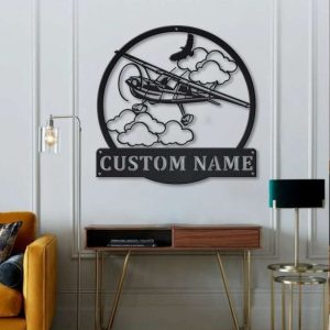 Personalized Airplane Monogram Sign Aircraft Hangar Pilot Name Sign Airforce Patriotic Decor Gift Custom Metal Sign 2 1