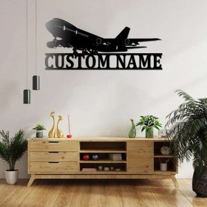 Personalized Airplane Sign Aircraft Hangar Pilot Name Sign Airforce Patriotic Decor Gift Custom Metal Sign 1 1