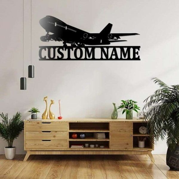 Personalized Airplane Sign Aircraft Hangar Pilot Name Sign Airforce Patriotic Decor Gift Custom Metal Sign