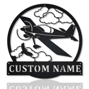 Personalized Airplane Sign Aircraft Hangar Pilot Name Sign Airforce Patriotic Decor Gift Custom Metal Sign 1 2