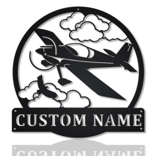 Personalized Airplane Sign Aircraft Hangar Pilot Name Sign Airforce Patriotic Decor Gift Custom Metal Sign