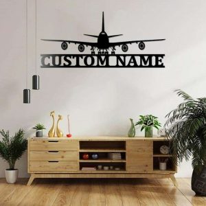 Personalized Airplane Sign Aircraft Hangar Pilot Name Sign Airforce Patriotic Decor Gift Custom Metal Sign 1