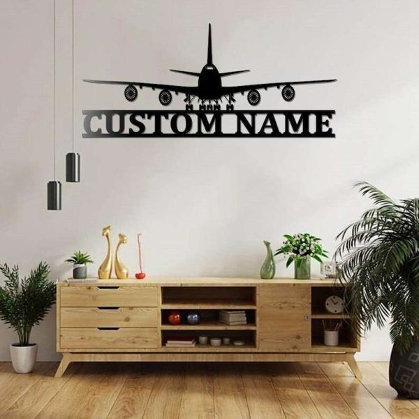 Personalized Airplane Sign Aircraft Hangar Pilot Name Sign Airforce Patriotic Decor Gift Custom Metal Sign