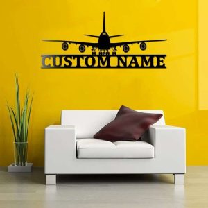 Personalized Airplane Sign Aircraft Hangar Pilot Name Sign Airforce Patriotic Decor Gift Custom Metal Sign