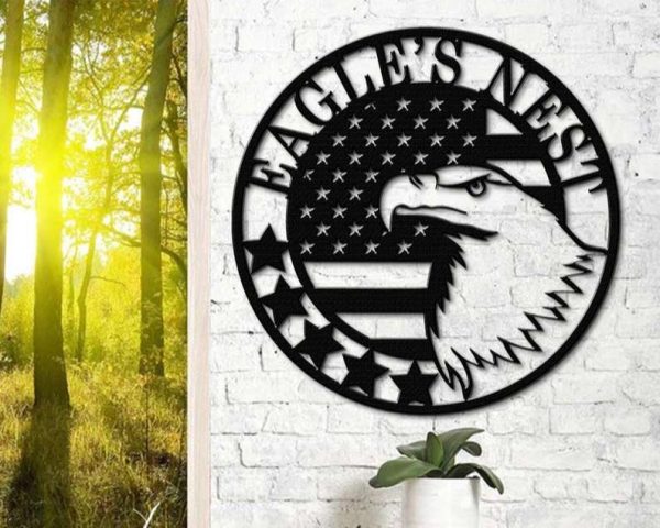 Personalized American Eagle’s Nest Sign Independence Day Veteran Day Patriotic Decor Custom Metal Sign