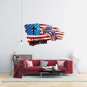 Personalized American Flag Eagle One Nation Under God Sign Independence Day Veteran Day Patriotic Decor Custom Metal Sign