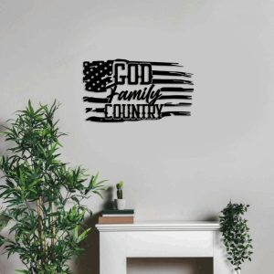 Personalized American Flag God Family Country Sign Independence Day Veteran Day Patriotic Decor Custom Metal Sign