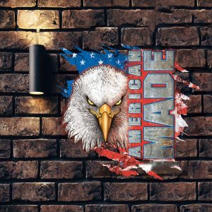 Personalized American Made US Flag with Eagle Sign Independence Day Veteran Day Home Decor Gift for Patriot Custom Metal Sign 3