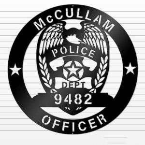 Personalized American Police Officer Sign Police Badge Independence Day Veteran Day Patriotic Decor Custom Metal Sign 1