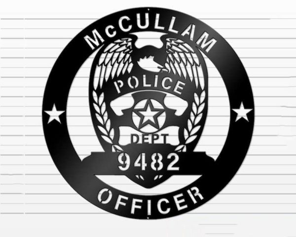 Personalized American Police Officer Sign Police Badge Independence Day Veteran Day Patriotic Decor Custom Metal Sign