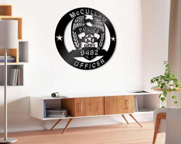 Personalized American Police Officer Sign Police Badge Independence Day Veteran Day Patriotic Decor Custom Metal Sign