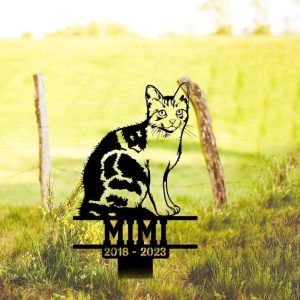 Personalized American Wirehair Cat Memorial Sign Yard Stakes Cat Grave Marker Cemetery Decor Custom Metal Sign 1